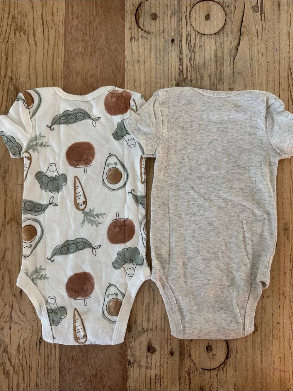 Carter's White & Heather Gray Veggie Print Baby One-Piece Set